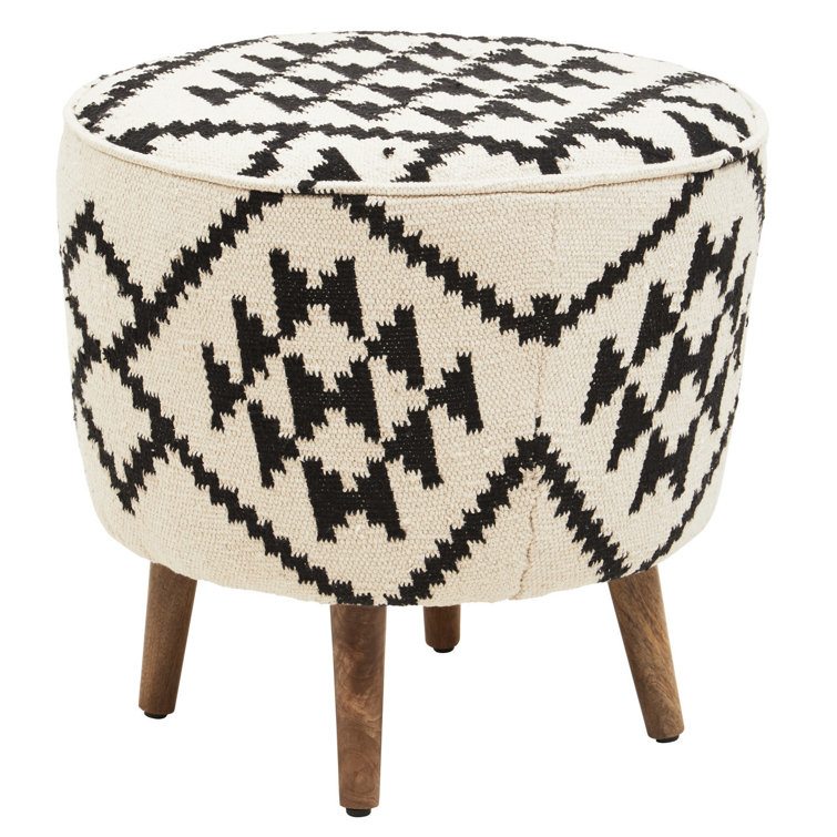 Black and deals white round ottoman